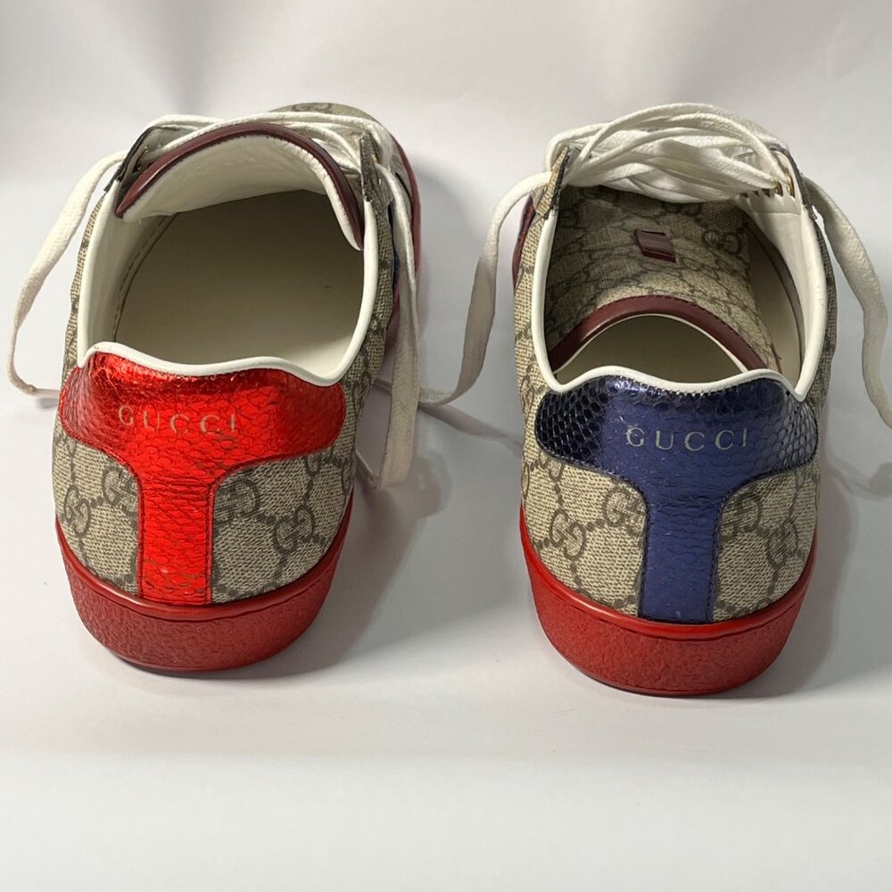 Gucci Mens GG Supreme Sneakers With Red & Blue Accents Size 7 Leather Canvas - Picture 3 of 8